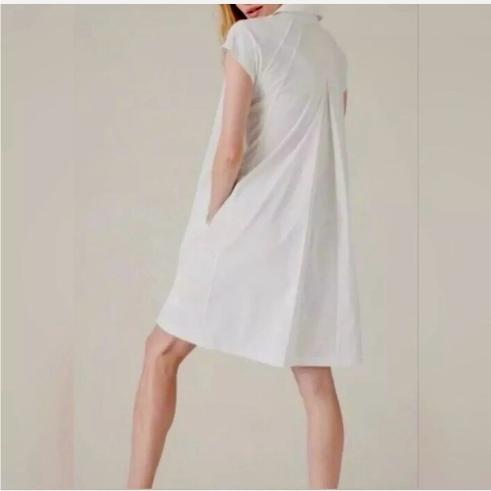 ATHLETA Performance Poplin Dress Small White #601542 Has Pockets - Picture 4 of 5